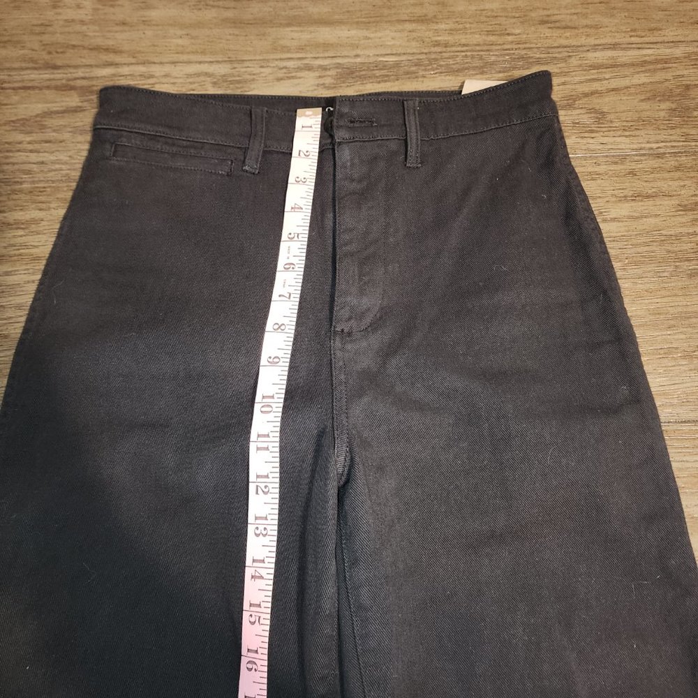 Quince Stretch Cotton Twill Wide-Leg Crop Pant NWOT Black Size 27 - Picture 3 of 7